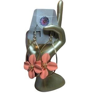 Dogwood Dangle Earrings in Peach and Gold Tone